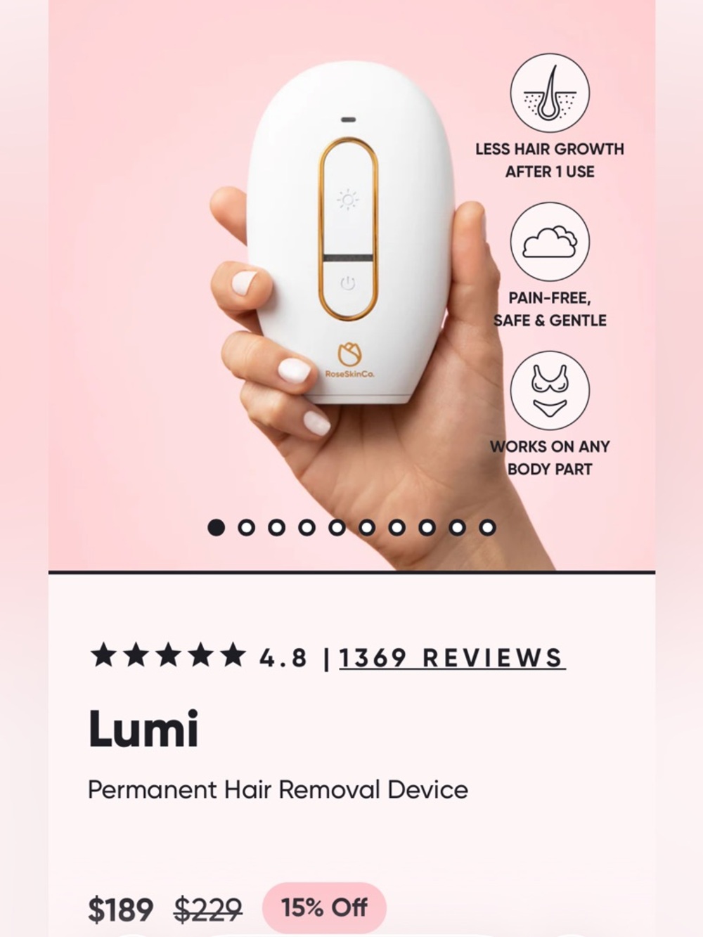 Lumi White & Gold Permanent Hair Removal Device NIB